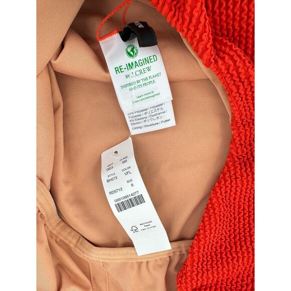 J.Crew Swimsuit Textured Scoopneck One-piece Women's Size 6 Red NWT - Picture 10 of 13